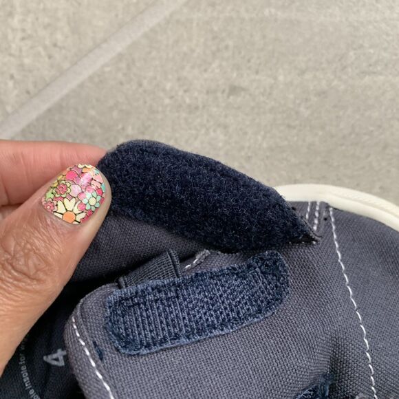 Toddler Sneakers Sz 4 Navy Blue Canvas Hook Loop Slip On Wonder Nation - Picture 4 of 4